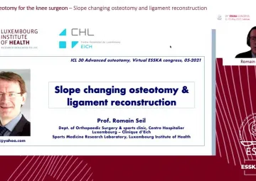 Slope changing osteotomy and ligament reconstruction